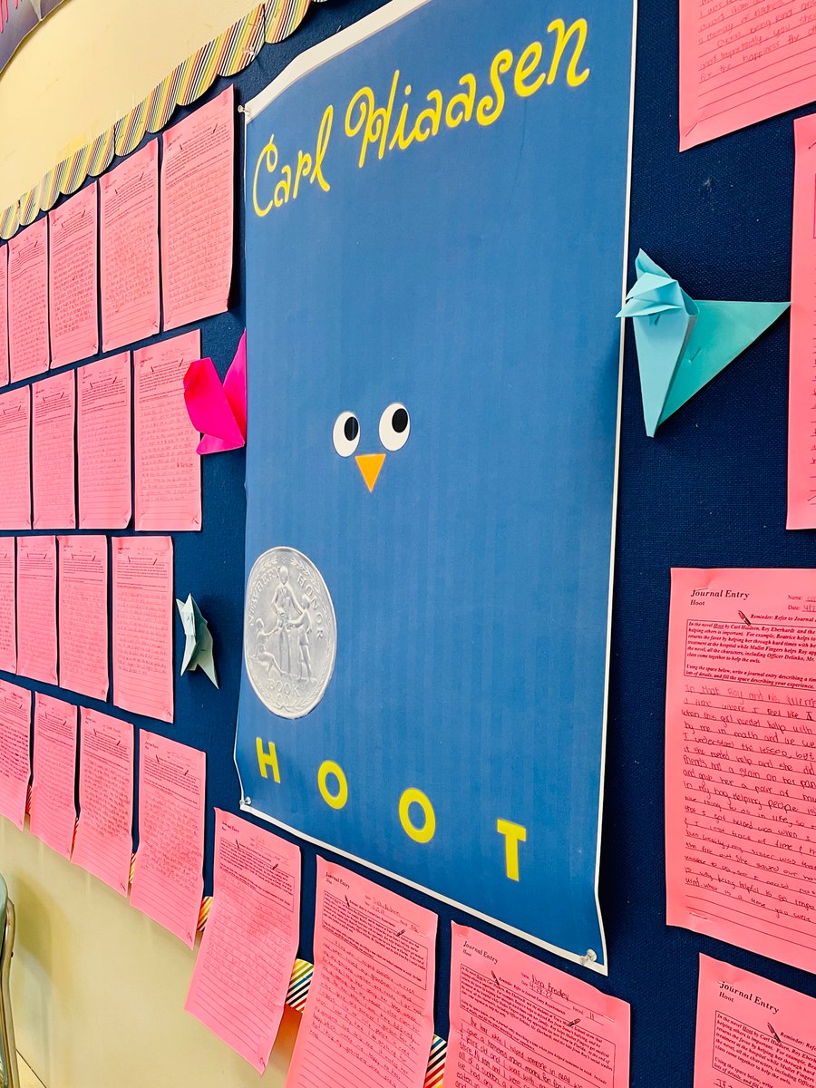 CMSMrsWright's tweet photo. We give a Hoot! Spartans wrote about helping others like the characters in Carl Hiaasen’s novel Hoot. 🦉 And whoooo could forget those origami owls?!?
@WEARECMS25 https://t.co/17zka4SNVi