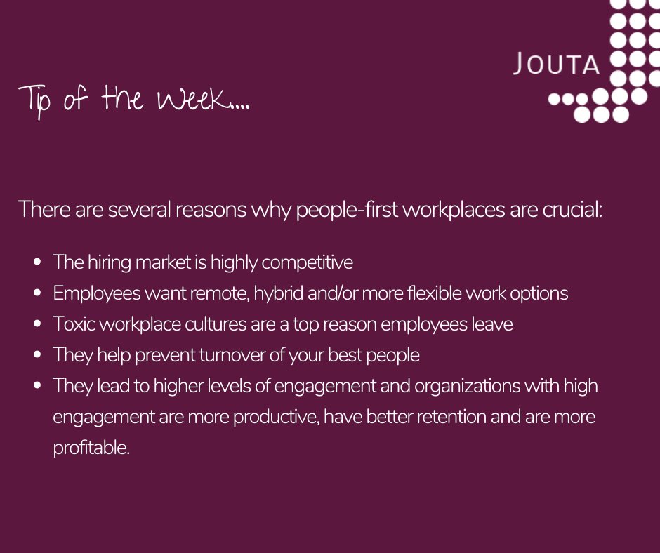JoutaGroup's tweet photo. #Peoplefirst #HumanResouces #WorkplaceCulture #HRTips https://t.co/PJASAFpsvu