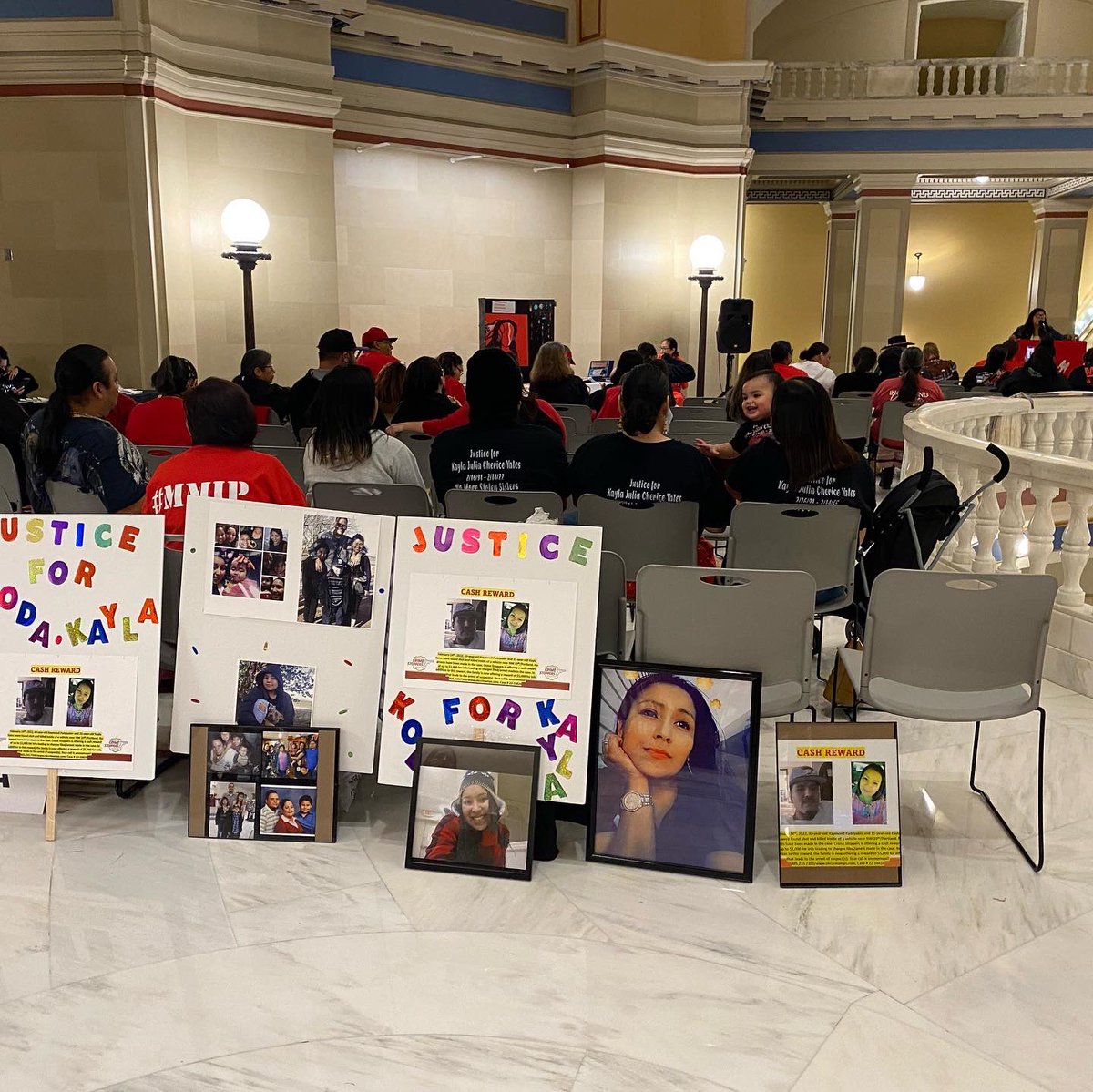 baconecollege's tweet photo. Bacone students (L to R) Leona Billy, Mississippi Choctaw from Conehatta, Mississippi, and Elizabeth Morgan, Kiowa from Lawton, Oklahoma, joined Bacone staff to at the Oklahoma City Capital today in recognition of MMIW Awareness Day. #baconewarriors #warriorpride #MMIWawareness https://t.co/gsdLHn0NqF