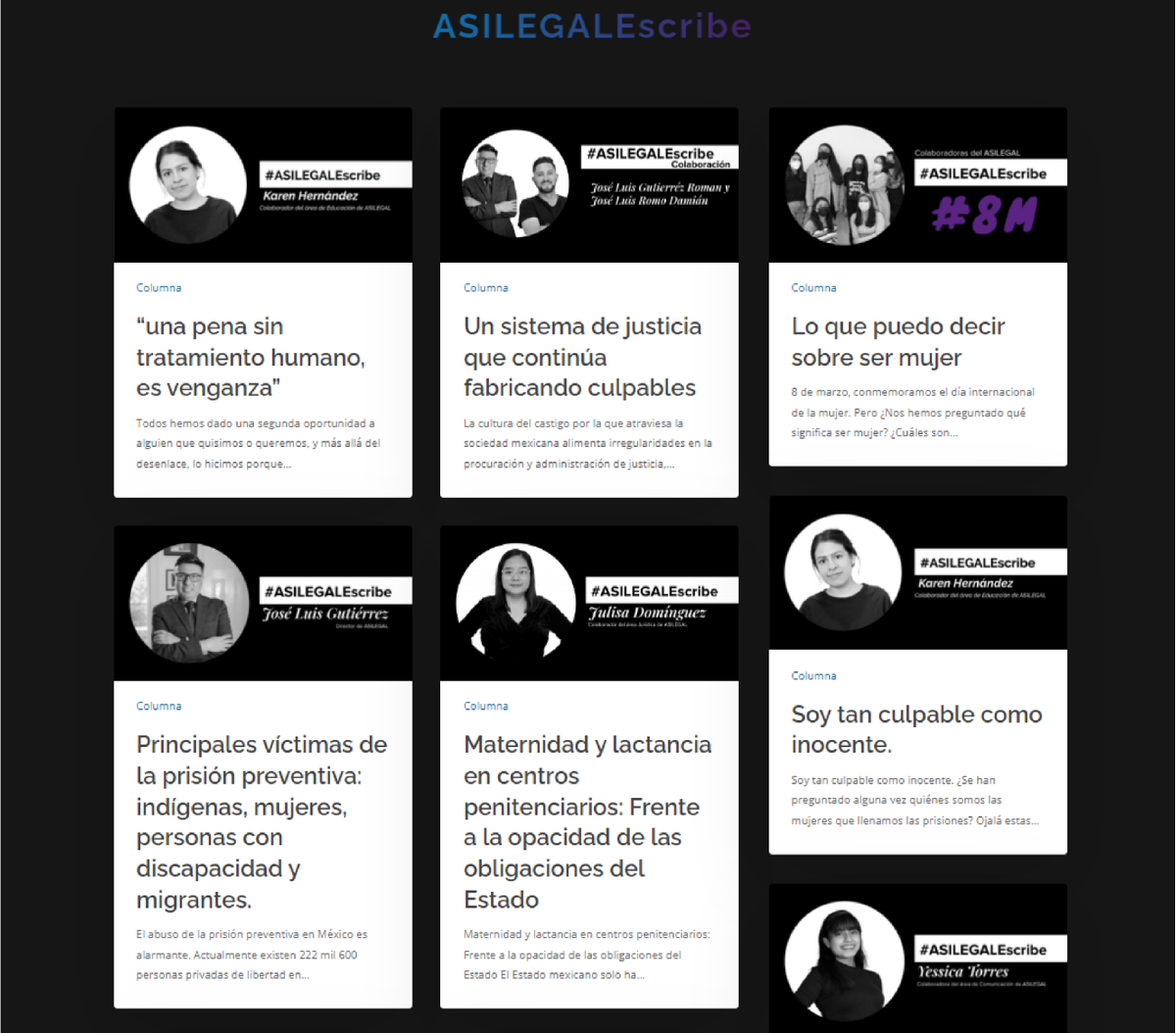 AsilegalMx's tweet photo. 🤓Te invitamos a leer las columnas de #ASILEGALEscribe 👀, en donde colaboradoras y colaboradores hacemos una reflexión sobre los #DDHH de las personas privadas de libertad. 👇
https://t.co/u94AK0pGcg https://t.co/G7eoxolH9i