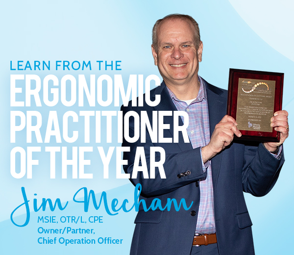 OccuProLLC's tweet photo. Jim Mecham is honored to receive the Ergonomic Practitioner of the Year award that recognizes his achievements! To celebrate, we're offering 20% off all ergonomic courses! To view the code, visit: https://t.co/9SXFsRzVSb https://t.co/6ZQkH36KjP