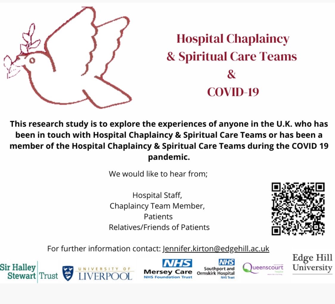 Have you had contact with the Hospital Chaplaincy &amp; Spiritual Care Teams during the pandemic? Or are part of a team We would like to hear from you, please complete our short survey surveymonkey.co.uk/r/chaplaincy22. For more information bit.ly/ChaplaincySurv… <a href="/theRCN/">The RCN</a> <a href="/hospiceuk/">Hospice UK</a>