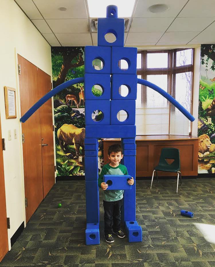 Escml's tweet photo. #TBT - The Tallest Robot, built with the Big Blue Blocks! 🤖 
Stop in to build &amp; show us what your kids create!
 
@ImgPlayground #EmmaKids #BigBlueBlocks #Imagination #CreativePlay #Building #Engineering #STEM #NotJustBooks https://t.co/LMFdJ2H72B