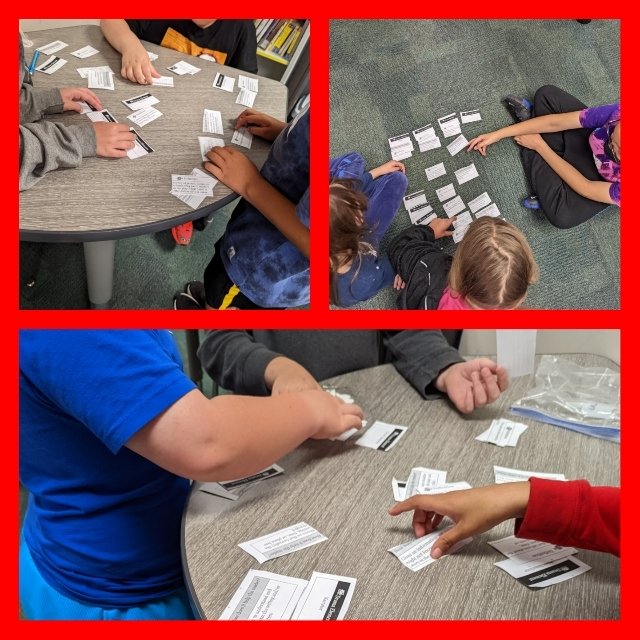 TESGallaway's tweet image. Working together to define elements in a dramatic text for #GCISDHumanities Rocking Review! #TESleads