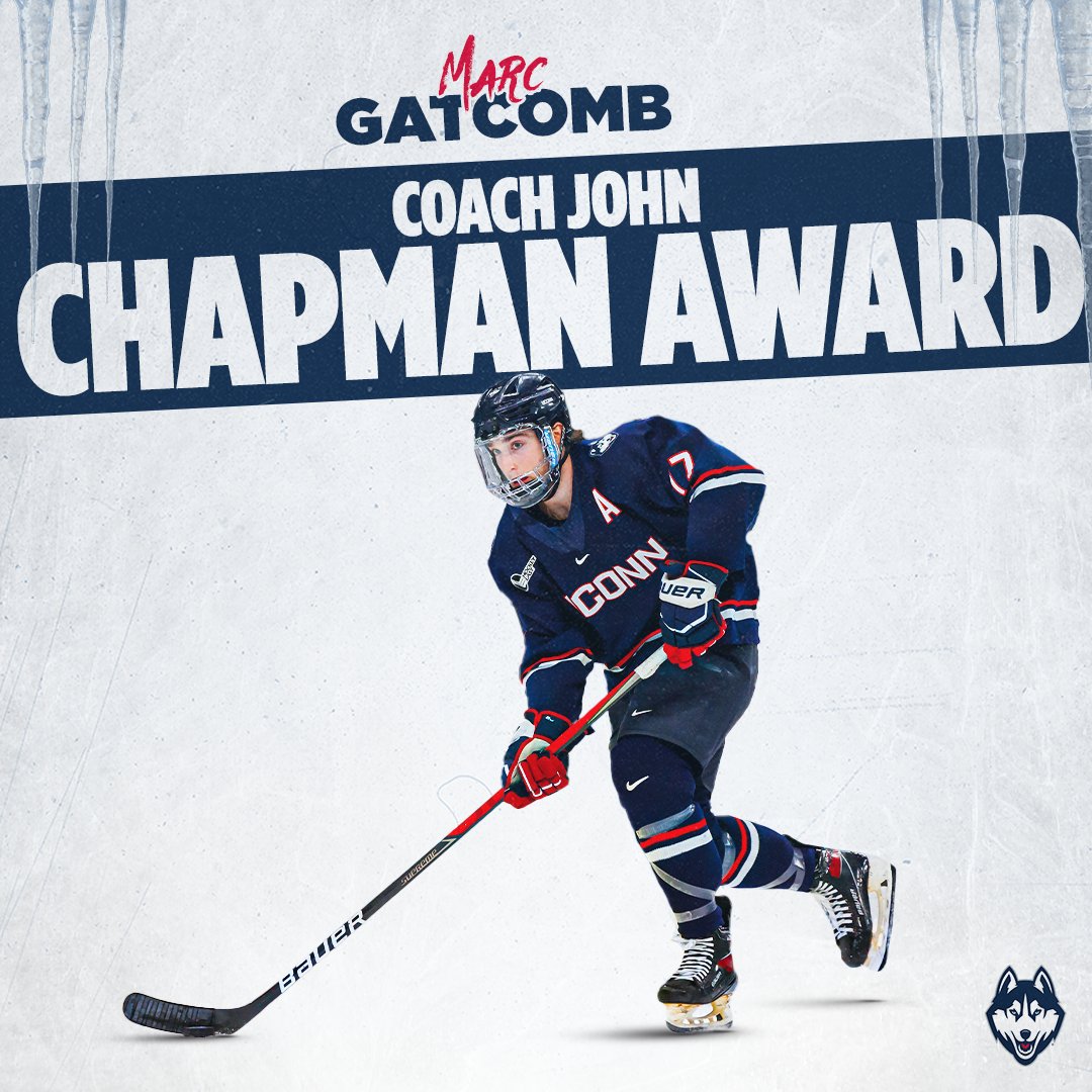 UConnMHOC's tweet photo. The 🏒🚍 Coach John Chapman award is given to the member of the program who has demonstrated what it means to be a leader. He continually sacrificed for the team, rose to any challenge, and graciously accepted any task asked of him.

The 2022 Coach's Award goes to @mgatcomb99 https://t.co/OnkxJL1MFS