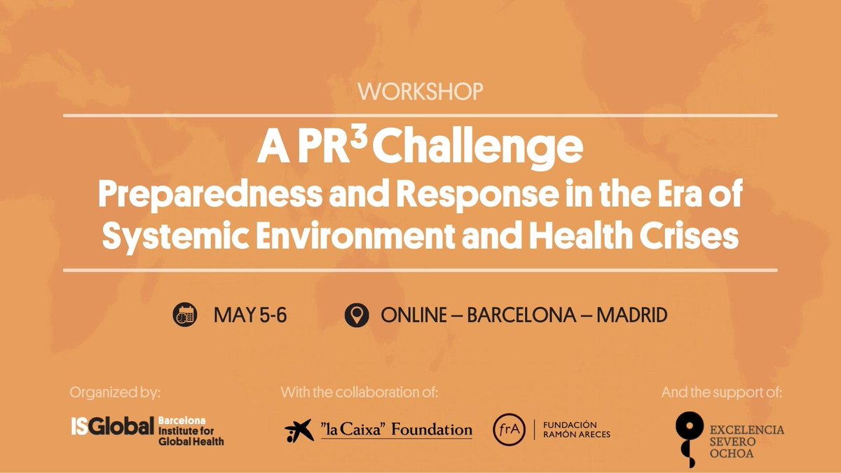 ISGLOBALorg's tweet photo. 📣 After a first day of #PR3Challenge in Barcelona, this Friday, in Madrid, high-level experts will discuss how to improve #preparedness plans for all hazards, based on lessons learned from different environmental and #PublicHealth crises.
Register now!
https://t.co/lp3kJvujT5 https://t.co/ExvCccC6Ay