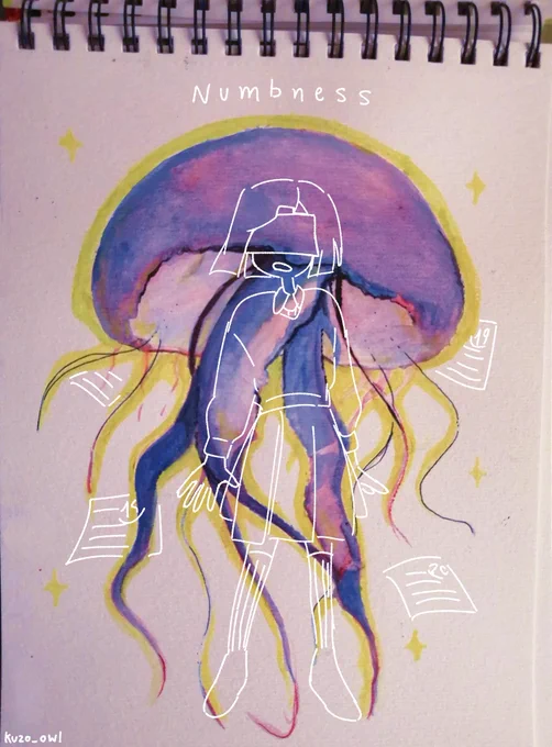 Jellyfish with watercolors 
