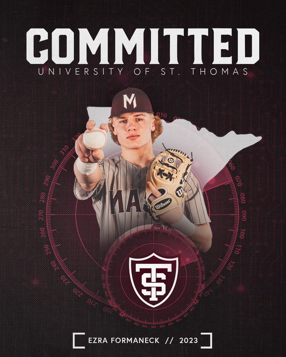 I am extremely excited to announce my commitment to play Division l baseball at the University of Saint Thomas. Roll Tommies💜🤍 @MASH_BASEBALL <a href="/EV_Baseball/">Eastview ⚡️ Baseball</a> <a href="/rhetthebig/">Rhett Hebig</a> @PBRMinnesota