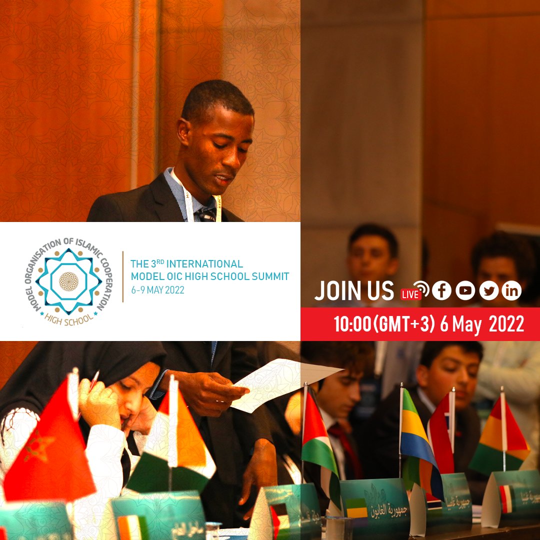ICYF_Official's tweet photo. The 3rd International Model OIC High School Summit in Istanbul is bringing the youth from the OIC region to engage in the art of diplomacy and negotiation in a realistic simulation of the @OIC_OCI. 
Tune in to the live broadcast on our social media accounts tomorrow. https://t.co/67ed2WjL5V