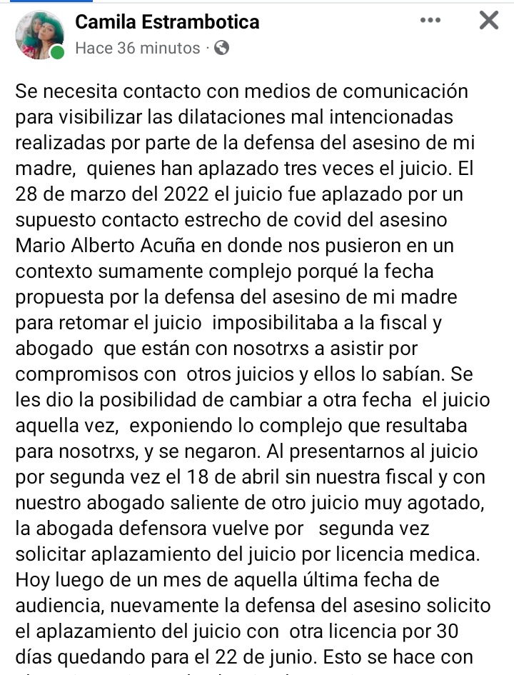 col_ninicole's tweet photo. Queridxs una amiga está pidiendo ayuda para difundir el caso de su madre la que fue asesinada el 7 de Febrero del 2021 en un supermercado Líder en la Florida

Pido difundir

#NiUnaMenos 
#FeministasChile
#LeyGabriela 
@24HorasTVN 
@T13 
@LaRedTV 
@CHVNoticias 
@meganoticiascl https://t.co/Sbyb12tomB