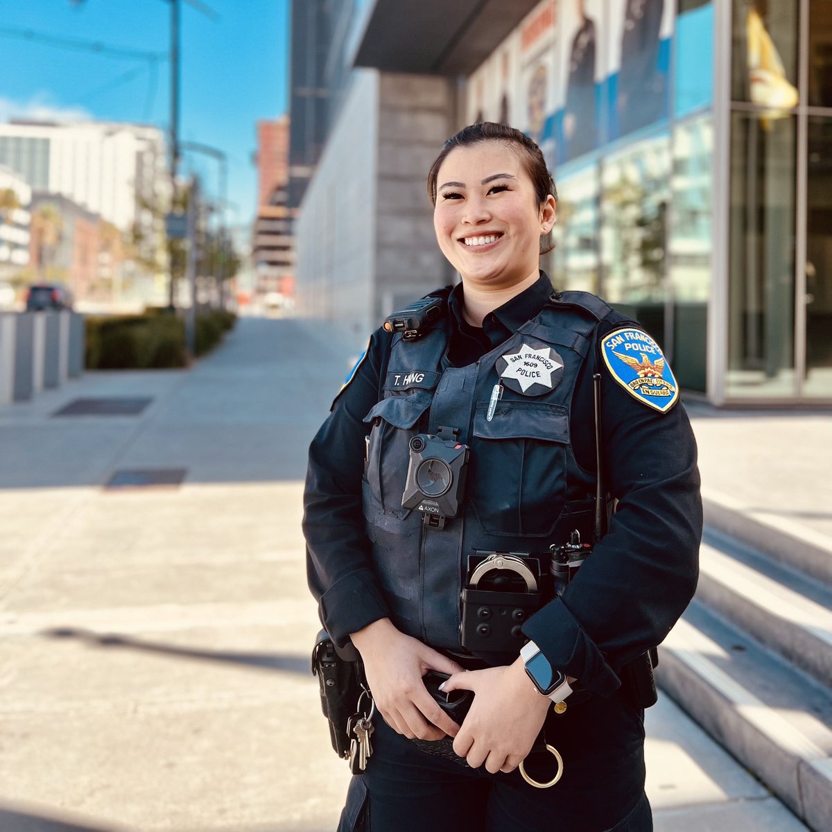 SFPD's tweet photo. In honor of #AAPIHeritageMonth we’re proud to highlight Officer Tiffany Hang from @SFPDRichmond! She was born and raised in the city and has been with our department for the past 7 years. Her ethnic background is Chinese and Vietnamese. https://t.co/V8gAnCoBoZ