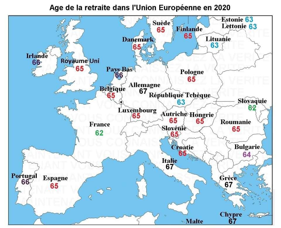 alexiskarklins's tweet photo. Fabien, à quel siècle du Moyen-Âge et à quel royaume faites-vous référence plus précisément ?
Oh sinon, ci-joint la carte de l'âge de retraite en Europe. Si l'on suit votre rhétorique, la majorité des nations a opté pour le médiéval !!! https://t.co/AFy6dw1GZC