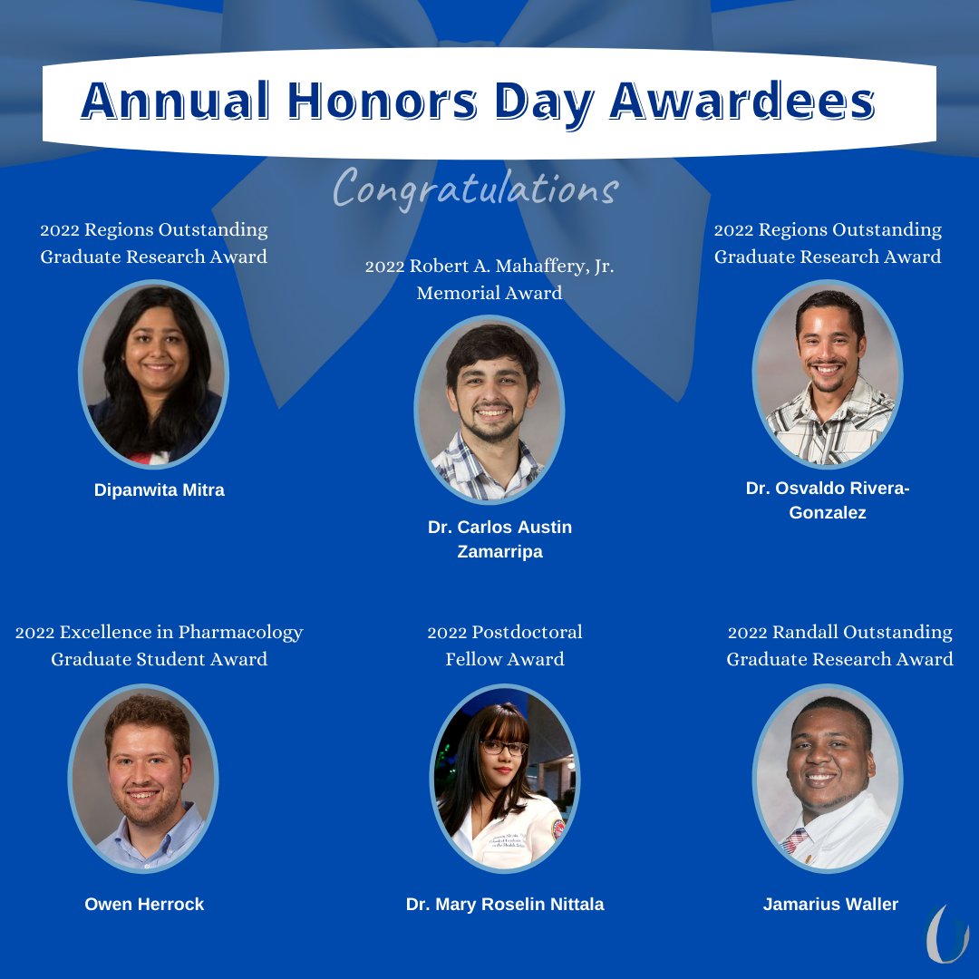 Please join us as we congratulate the 2022 Annual Honors Day Awardees. We are extremely proud of all of your hard work and dedication to the School of Graduate Studies in the Health Sciences. Once again congratulations to each of you and your well-deserved success!