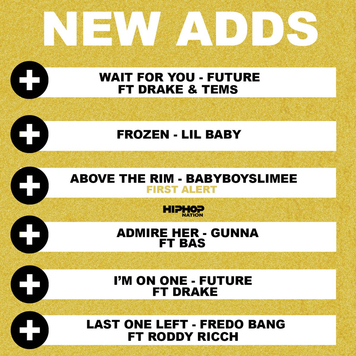 HipHopNation's tweet photo. Which of these new adds do you have in rotation? 👀👂 #NationsVIP15

Vote for your favorite tracks here: https://t.co/ZoKUu9S7Zc https://t.co/Ad6fqxglaL