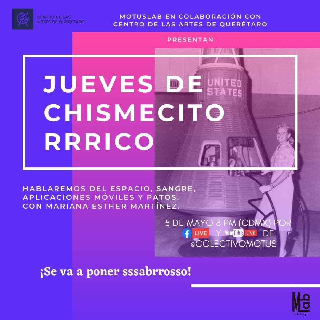 chrisantics's tweet photo. Hoy: entrevista con la Dra. Mariana Martínez (INER/comisión nacional de búsqueda) sobre ciencia, tecnología y género.
Jueves 5 de mayo 8 PM: https://t.co/3CHDNOAAAG #JDCR #DiálogosSobreCienciayCultura #unam #ciencia #divulgación #género #menstruación https://t.co/AhD3LJq3eg