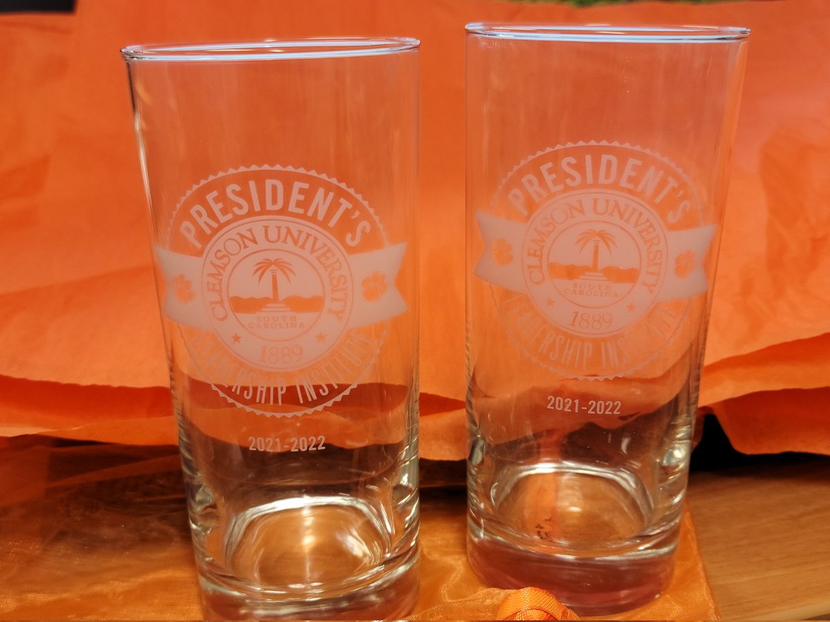 Graduation Day from the President's Leadership Institute!  Thanks to <a href="/ClemsonPrez/">Clemson President</a> and <a href="/max1um/">Max Allen</a> for an insightful and inspiring year!  Tonight the appropriate beverage; i.e., Spotted Cow, will be in these glasses!!