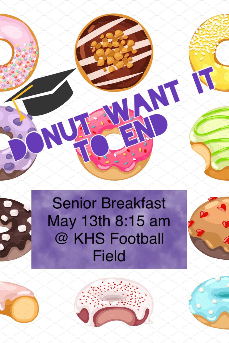 Seniors come early for grad practice next Friday and grab a donut 🍩  <a href="/KickapooChiefs/">KickapooHighSchool</a> <a href="/DrPowersKHS/">Bill Powers, Ed.D.</a> #donutwantittoend