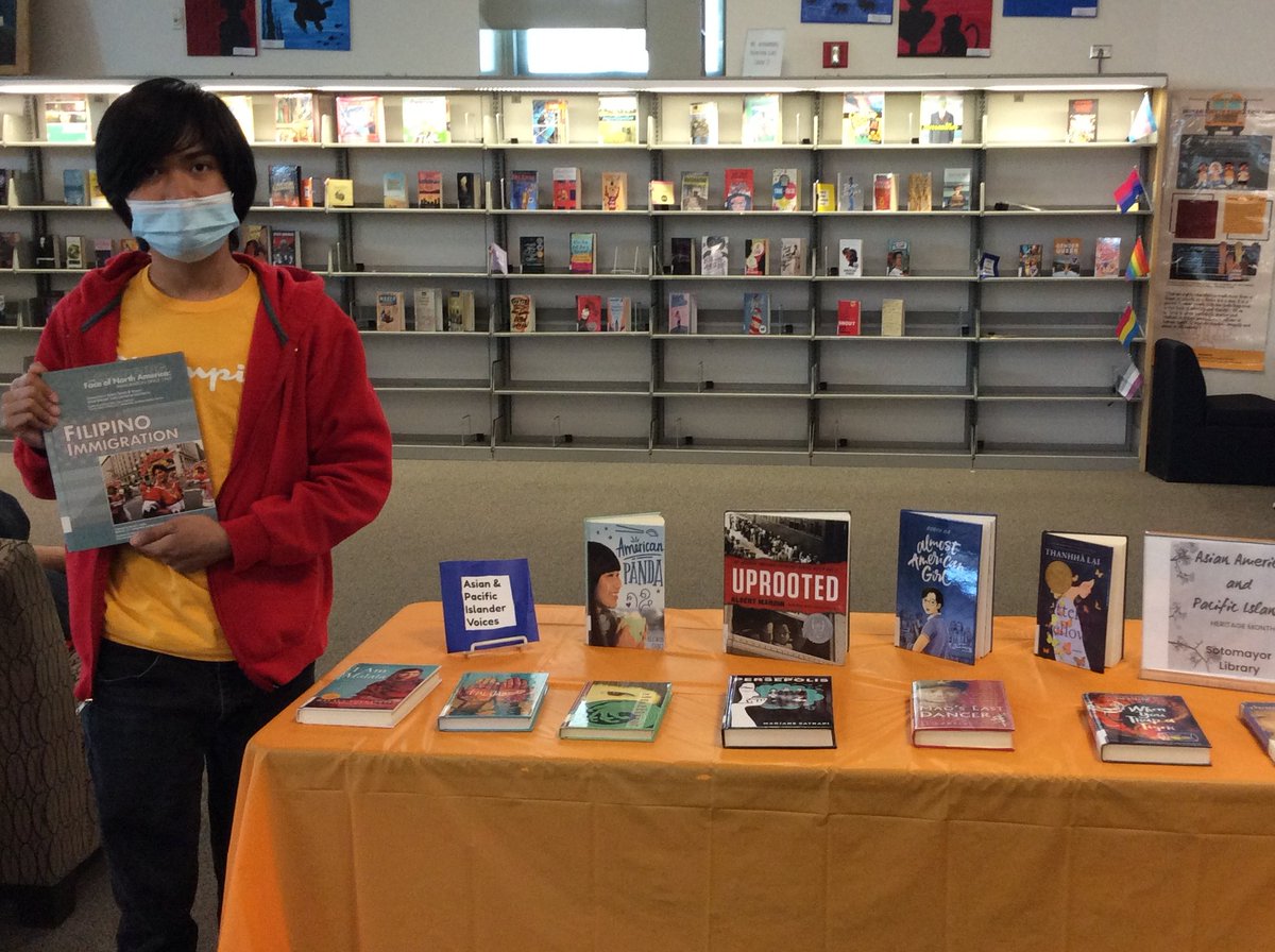 SotolibraryLLT's tweet photo. Our book display for Mental Health Awareness Month and Asian &amp; Pacific Islander Heritage Month https://t.co/GdFAUV0BKY