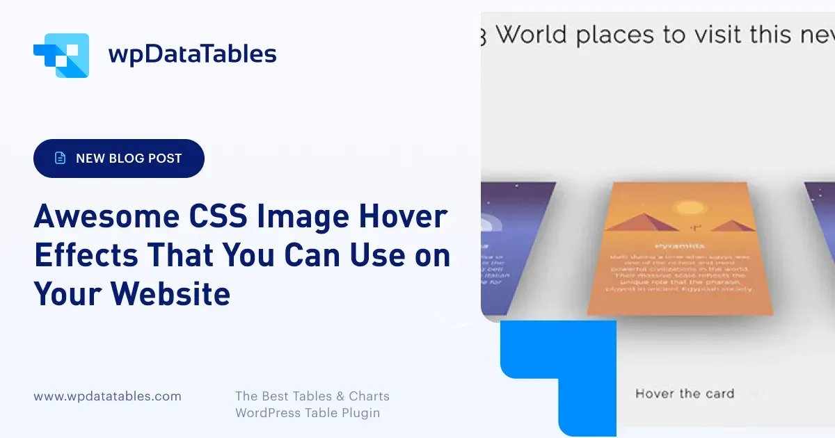 wpdatatables's tweet photo. Using CSS image hover effects, you can achieve beautiful results on any website with little effort. Check out our favorite ones!
https://t.co/HfVX6Fsq3G
#wpdatatables #wordpresswebiste #tableplugin #WP #webdevelopment #webdesign #datatables #charts #webdeveloper #desintips https://t.co/TbYTRwxhwP