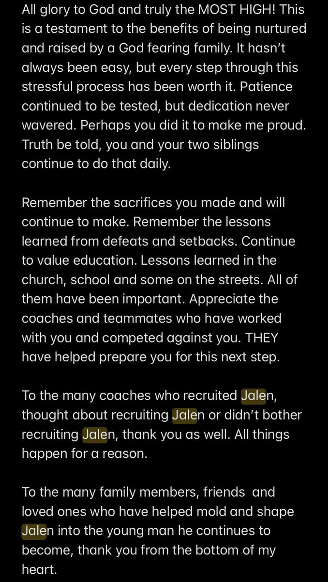 THANK YOU LORD for remaining true! Not a single prayer or conversation with YOU went unanswered. @JALEN_WALKER17