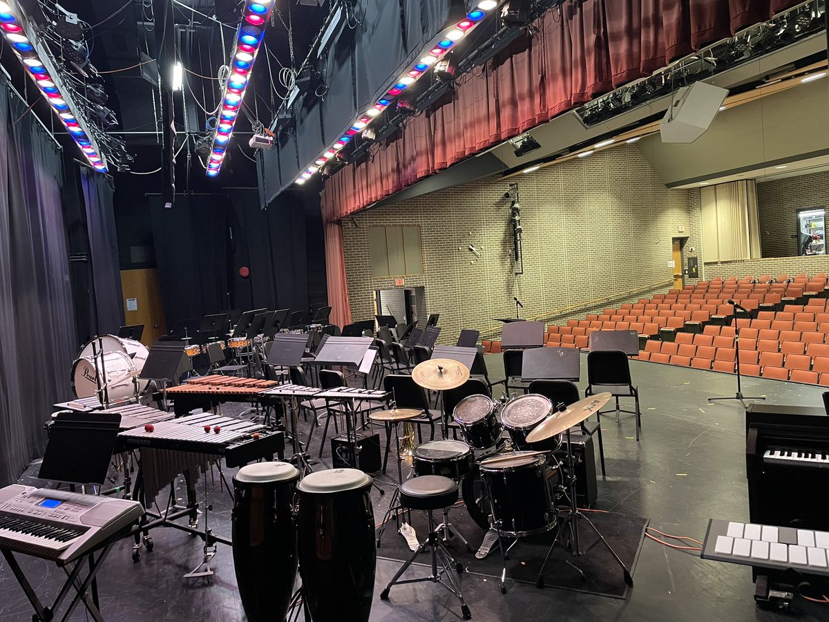 18 snare drums, 10 keyboard percussion, 2 bass drums, aux percussion… drum set. Just need some more cowbell and we’re ready! <a href="/CBUnamiMS/">Unami Middle School</a> <a href="/CBSDMusic/">Central Bucks Music</a> #SpringConcert #drumtime