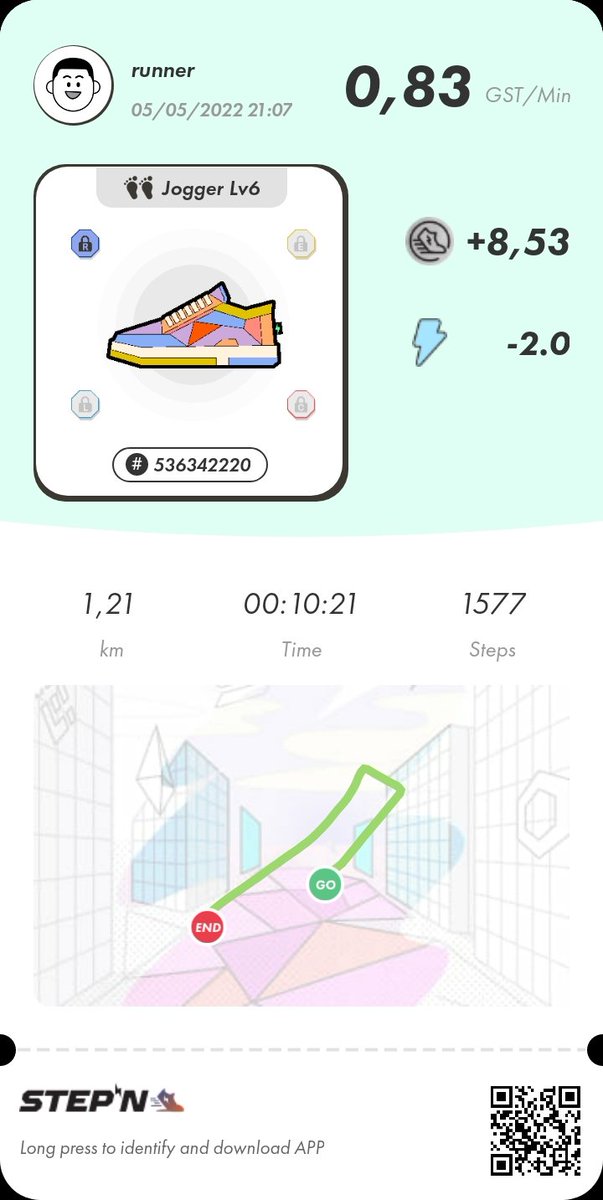 VinczeDavid9's tweet photo. Daily run🤑
#STEPNcode #stepn #Crypto #Money 
Follow me for more stepn content😁😁 https://t.co/vSEqzcYFE0