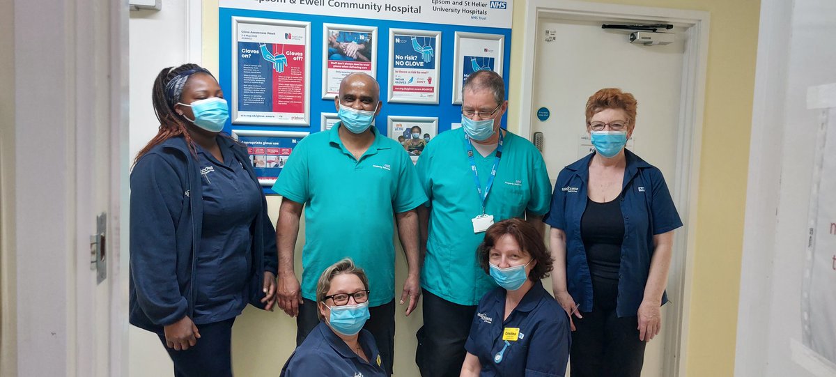 Shazzanja's tweet photo. With the amazing team at New Epsom and Ewell Community Hospital, promoting the appropriate use of gloves #GAW22 and celebrating whilst promoting hand hygiene on World Hand Hygiene Day #Handhygieneday2022 https://t.co/F5fgcnoq3p