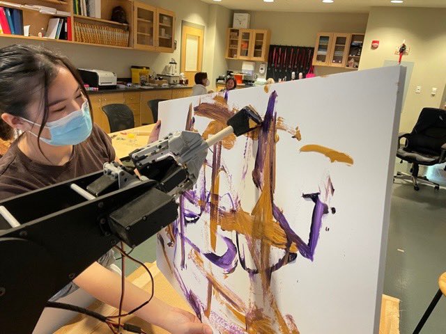 ChathamHall's tweet photo. Computer Science Application students soldered the control board and servo wires on a robotic arm and coded it to paint! 🦾 #womenintech #stem #STEMeducation #WomenInSTEM https://t.co/wYmTU8ELXE