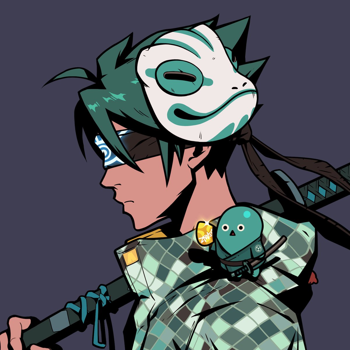 hyper316eth's tweet photo. Got my matching #BEANZ all green with golden guitar pick! Just looking at the various traits in Azuki website, completely blown away with the variety and what it adds to the Azuki brand and expansion #ikz @AzukiOfficial https://t.co/dzvJLkiaWC