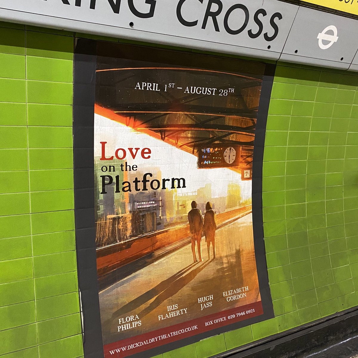 MrTimDunn's tweet photo. The disused Jubilee line platforms at Charing Cross are covered in fake posters created by filmmakers as backdrops for their shoots. Look a bit closer though, and there’s always something to be found… #SecretsOfTheLondonUnderground https://t.co/BJI9U4wVYy
