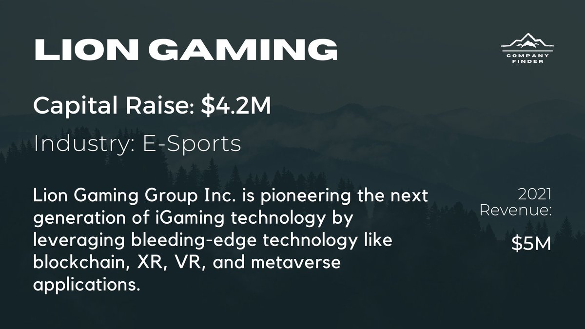 Company_Finder's tweet photo. Company Spotlight: Lion Gaming

Want to learn more? 
Follow this link: https://t.co/49LSfdG5w7
#eSports #investing #Blockchain #BlockchainGaming #finance #companyfinder https://t.co/hGjkD5THZO