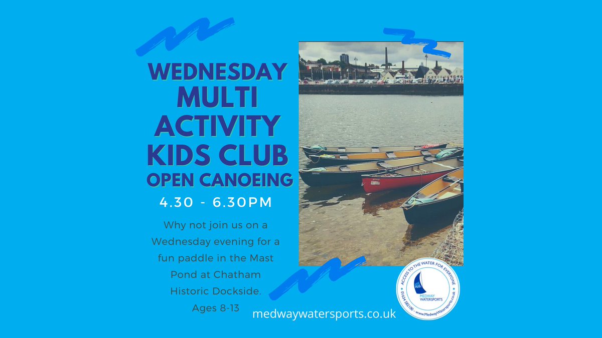 SailMedway's tweet photo. Hooray!!! Multi Activity Kids Club on Wednesday 18th May is Open Canoeing.  This kids club is taking place at  Mast Pond, Chatham Historic Dockyard. From 4.30 - 6.30pm for just £5, children aged 8 - 13 years. Book Now https://t.co/5x1IOBjOyi #medwaywatersports #kidsclub #canoeing https://t.co/kWdErpfU9Q
