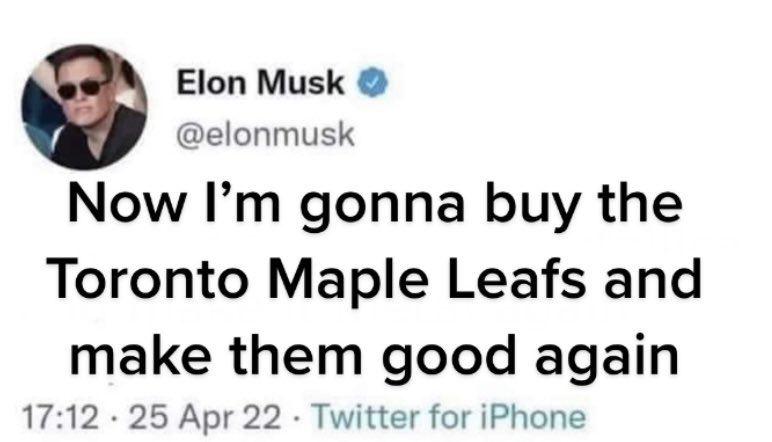🤣🤣🤣😘 <a href="/elonmusk/">Elon Musk</a> #MapleLeafs #Toronto