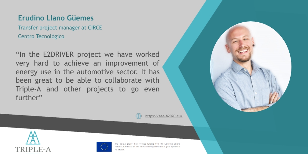 Nothing would have been the same without our synergy projects. Erudino Llano Guemes from <a href="/E2DRIVERproject/">E2DRIVER H2020 PROJECT</a> will participate with a presentation in the Triple-A's Final European Roadshow. Don't miss the opportunity to learn more about #energy_efficiency and #H2020 projects!