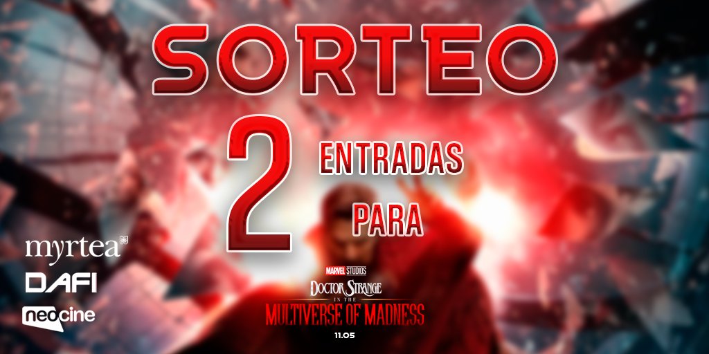 delfi_umu's tweet photo. ¿Con ganas de ver Doctor Strange in THE MULTIVERSE OF MADNESS 😈? 
Entonces tenemos buenas noticias para ti! Os traemos este  SORTEAZO de 2 entradas para ver el estreno en el Neocine de @ccmyrtea!
Requisitos:
-Seguir a @ccmyrtea y @dafi_um
-Dar RT y mencionar a un amigo https://t.co/TunSHbmB4z