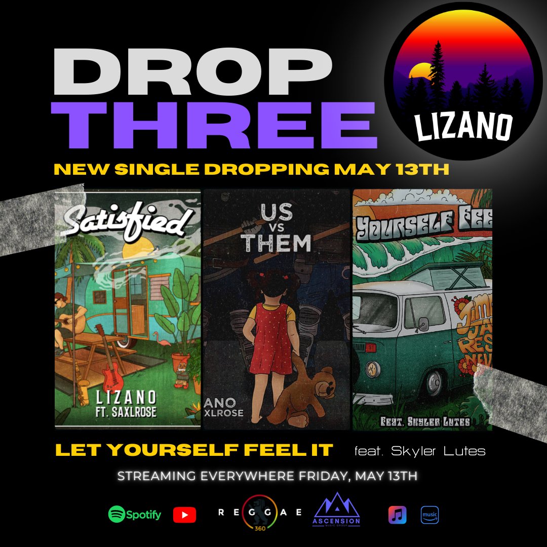 Feeling tremendous gratitude right now. May is a big month for us. We are dropping the third and final single in anticipation of our upcoming Album. This is the song that you NEED to hear. "Let Yourself Feel It" May 15th Lets Goooo!