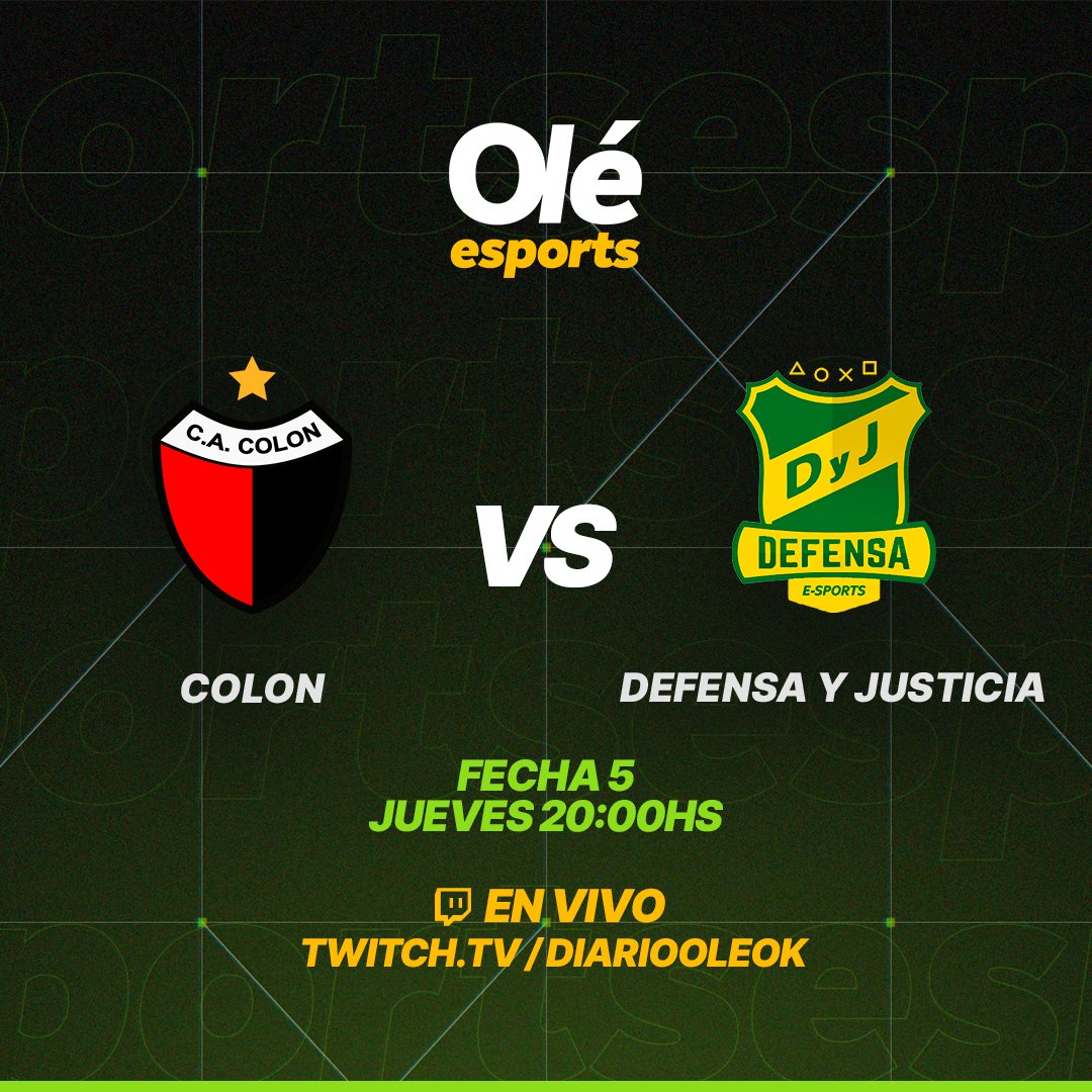 IESAFIFAar's tweet photo. ¡Noche de #IESAPrimera por @DiarioOle! 🔥

Desde las 20:00hs prendete al encuentro entre el Sabalero y el Halcón de Varena por la Primera División de nuestra liga de #ClubesPro.

@ColonEsports 🆚 @DefensaeSports

🕛 20:00hs
➡️ https://t.co/qwPMeDFm7T https://t.co/olmdUhQNju