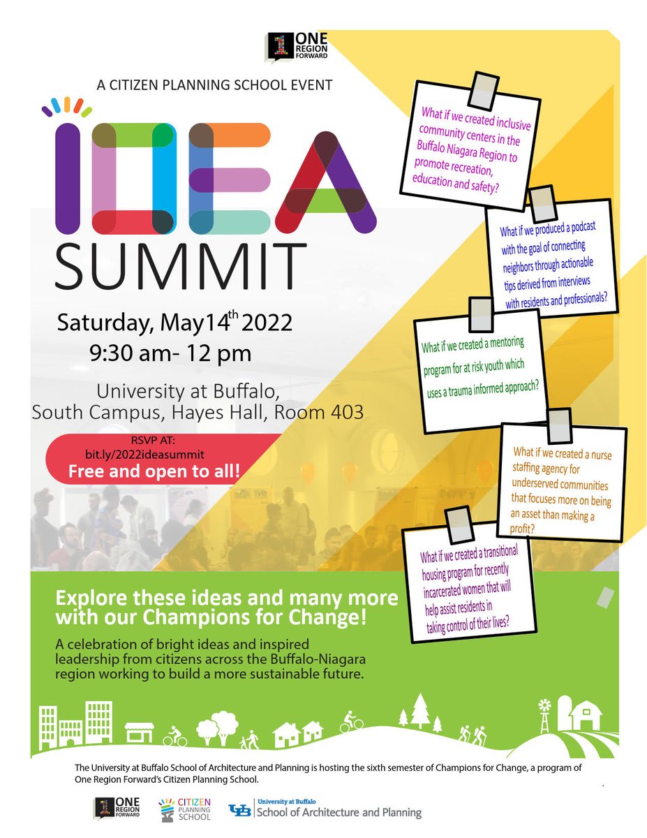 This year's UB One Region Forward IDEA Summit is on Saturday, May 14th from 9:30am - 12:00pm at the UB South Campus in Hayes Hall, Room 403. Everyone is welcome! You can register at bit.ly/2022ideasummit