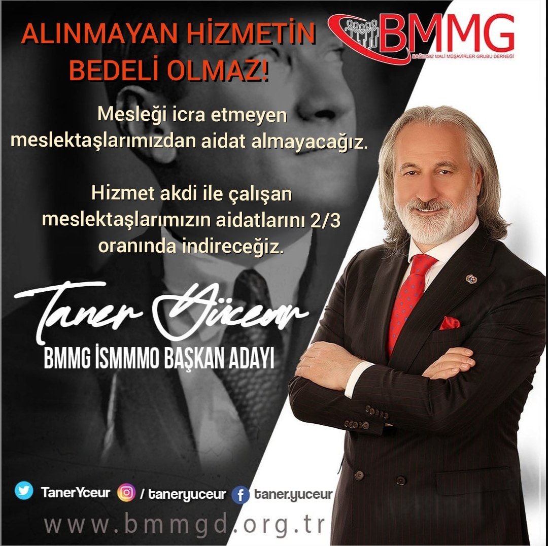 Göreve geldiğimizde mesleği icra etmeyen meslektaşlarımızdan AİDAT almayacağız. 

Hizmet akdi ile çalışan meslektaşlarımızın aidatlarını 2/3 oranında indireceğiz.

Değişim için bir oy ver ve değişimi başlat.

#ismmmoseçimegidiyor #bmmgrubu 

bmmgd.org.tr