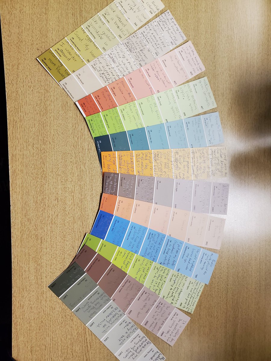 SBrandon_MMS's tweet photo. Building vocabulary and writing colorful paint chip poetry! Moose are talented poets! @Melissab_MMS #TeamSISD #SISDLibraries #SISD_READS #MHSLibrarians #RAMS_READ https://t.co/wztg8Y9EFm