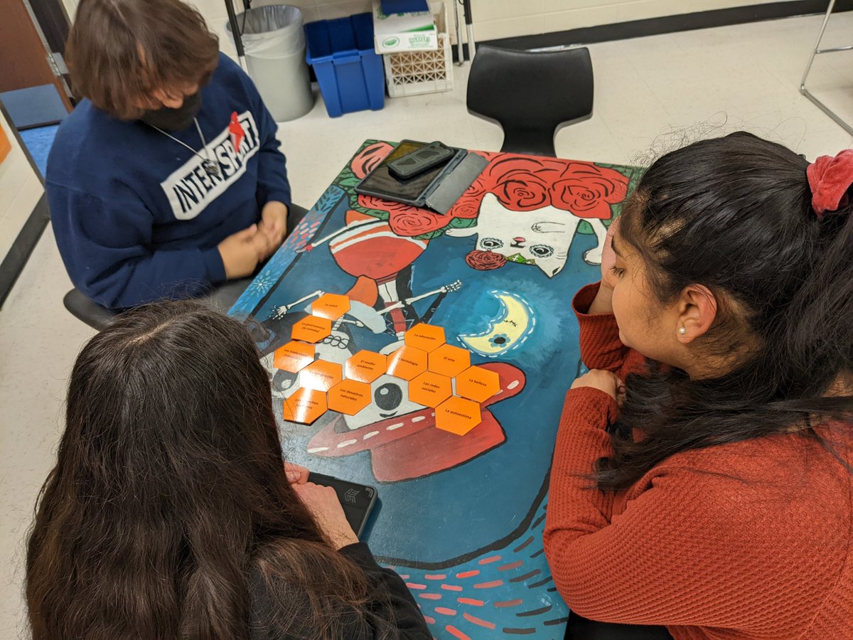 SraTowne_LZHS's tweet photo. Creativity and critical thinking are skills all students should have hoy en día. Using #HexagonalThinking, Ss had to connect different themes we've done throughout the year--from social media to immigration to health--to one another. A great culminating activity in #APSpanish 🔗 https://t.co/564jReH1Ms