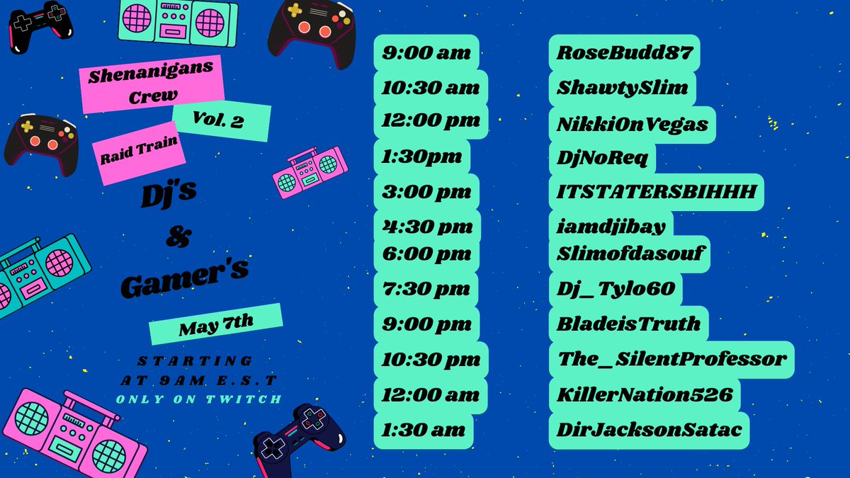 HealzPetty2k16's tweet photo. We AT IT AGAIN VOL 2 Gamer/Dj RAID TRAIN TOMORROW MORNING STARTING AT 9AM… https://t.co/G5ivWQbi6Q