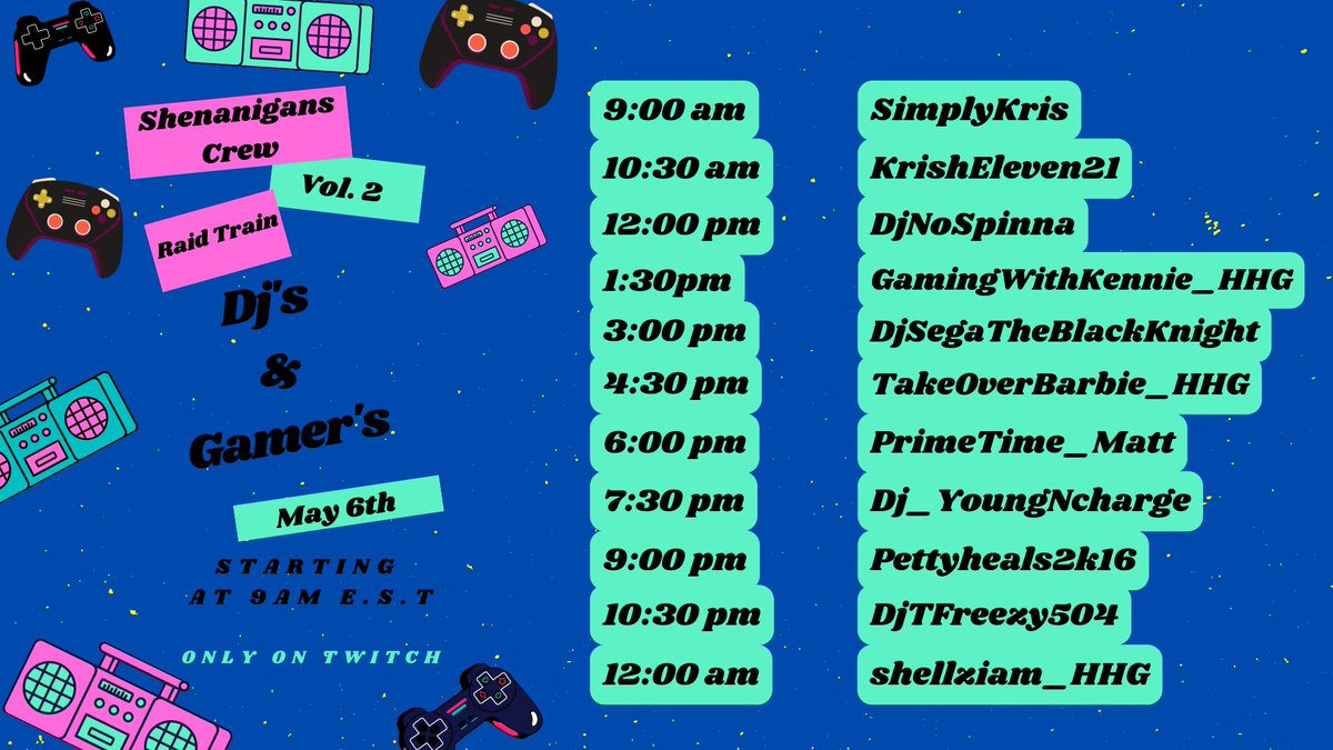 HealzPetty2k16's tweet photo. We AT IT AGAIN VOL 2 Gamer/Dj RAID TRAIN TOMORROW MORNING STARTING AT 9AM… https://t.co/G5ivWQbi6Q
