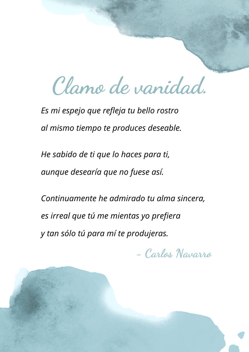 ComencemosMC's tweet photo. #ComencemosPoesia
"Clamo de vanidad"
Por: Carlos Navarro
Estudiante de Comunicación de la Universidad Veracruzana
Si tienes alguna fotografía o poema de tu autoría y quieres que se publique en Comencemos, no olvides mandarlo a: comencemosred@gmail.com
#Comencemos https://t.co/SDfI6DktWX