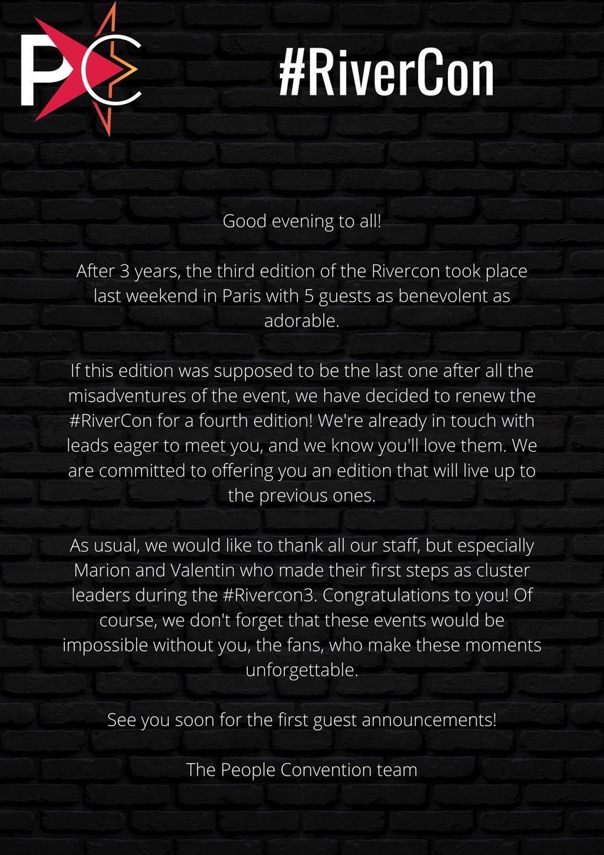 peoplecons's tweet photo. #RIVERCON | Remerciement et annonce #RiverCon4 https://t.co/9JwppVS2fE
