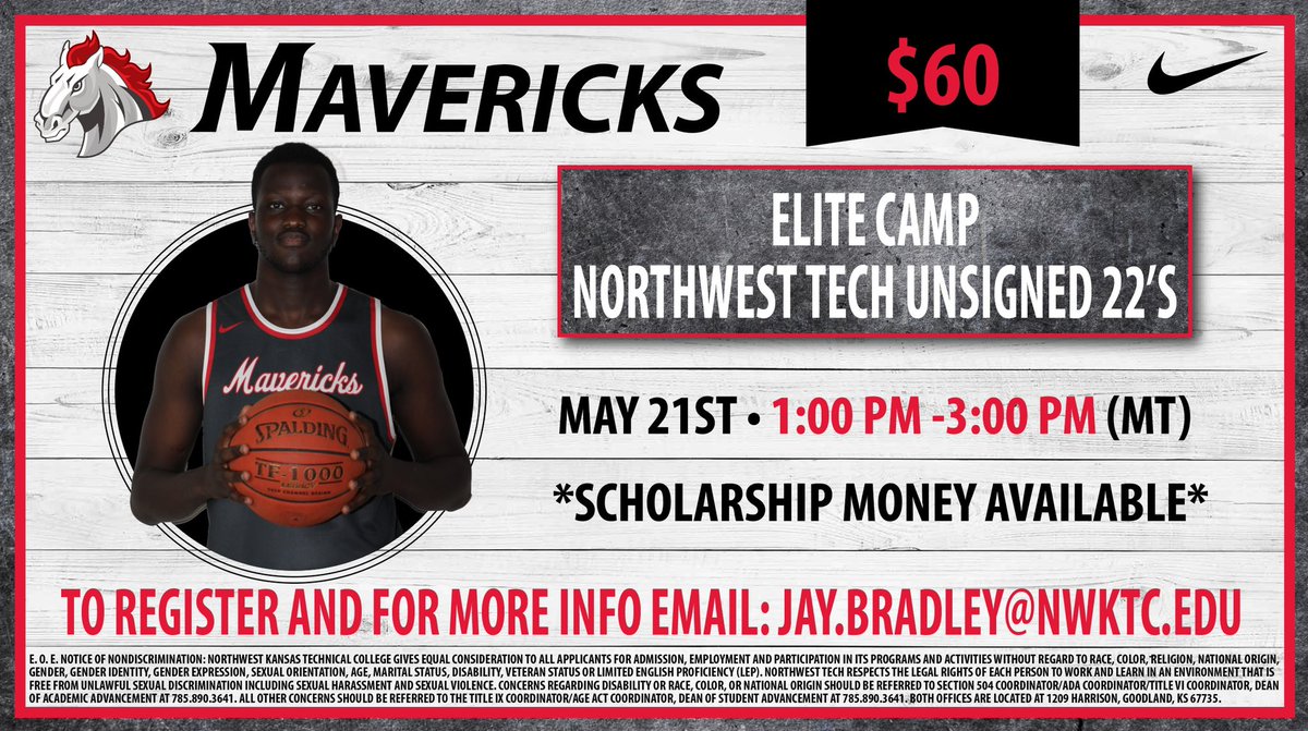 TechTigersMbb's tweet photo. We will provide unsigned players looking for a chance to play at a premier program in the Jayhawk an opportunity to showcase their talent on May 21st. Cost of the camp is $60 and will be held at the Larry Kierns Fitness Center on campus. https://t.co/5LyzqBH1Mm