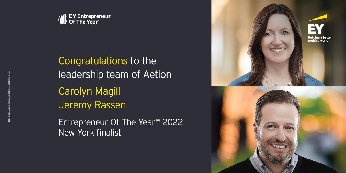 It’s an honor &amp; privilege to be recognized alongside my colleague &amp; <a href="/aetioninc/">Aetion, Inc.</a> Co-founder &amp; President Dr. Jeremy Rassen as <a href="/EY_US/">EY US</a> Entrepreneur Of The Year® 2022 New York finalists. Best wishes &amp; congratulations to all other nominees! bit.ly/37iEvXU #Aetion #EOYNY