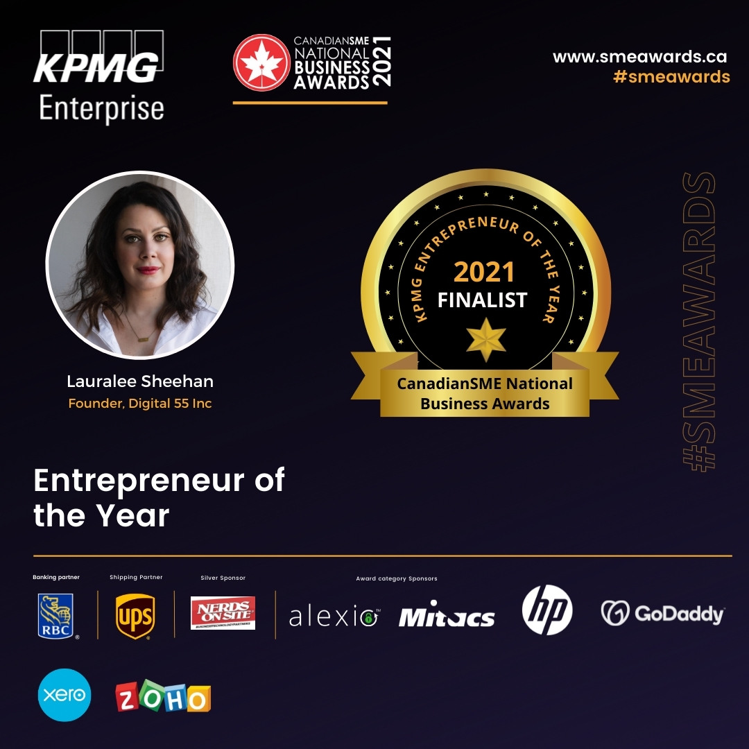 digital_55's tweet photo. Two massive wins! Finalist for both Fastest Growing Company and Entrepreneur of the Year at this years @canadian_sme awards 👏 https://t.co/dQNkjmENpV