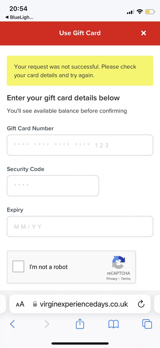 annabellelohe's tweet photo. @VirginExp hi, I keep getting this error message when trying to use a @Love2shop_UK gift card on your website - could you help me please? Thanks https://t.co/gdiMZtrvWq