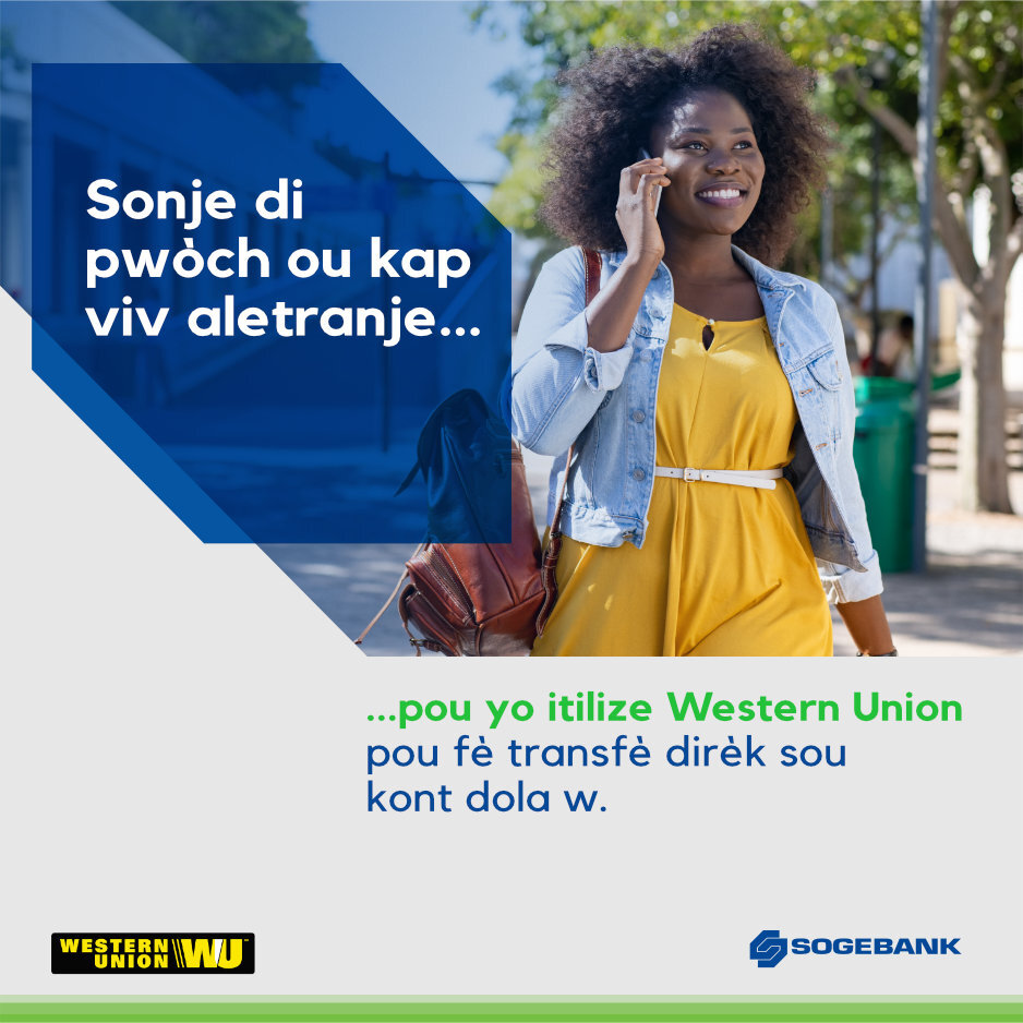 SogebankHT's tweet photo. Ou vle resevwa transfè w an dola ? Mande pwòch ou, kap viv lòt bò dlo, fè transfè a dirèk sou kont dola w nan Sogebank. An plis,, kòb la ap disponib sou kont ou menm moman an.
.
.
#transfè #westernunion #sogexpress #sogebank #napchanjebagayyo #toujoubokotew https://t.co/Ex7rHGrBTG